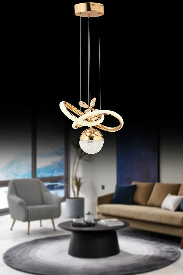 Begonvil Gold 3 Renkli Ledli Modern Lüx Led Avize